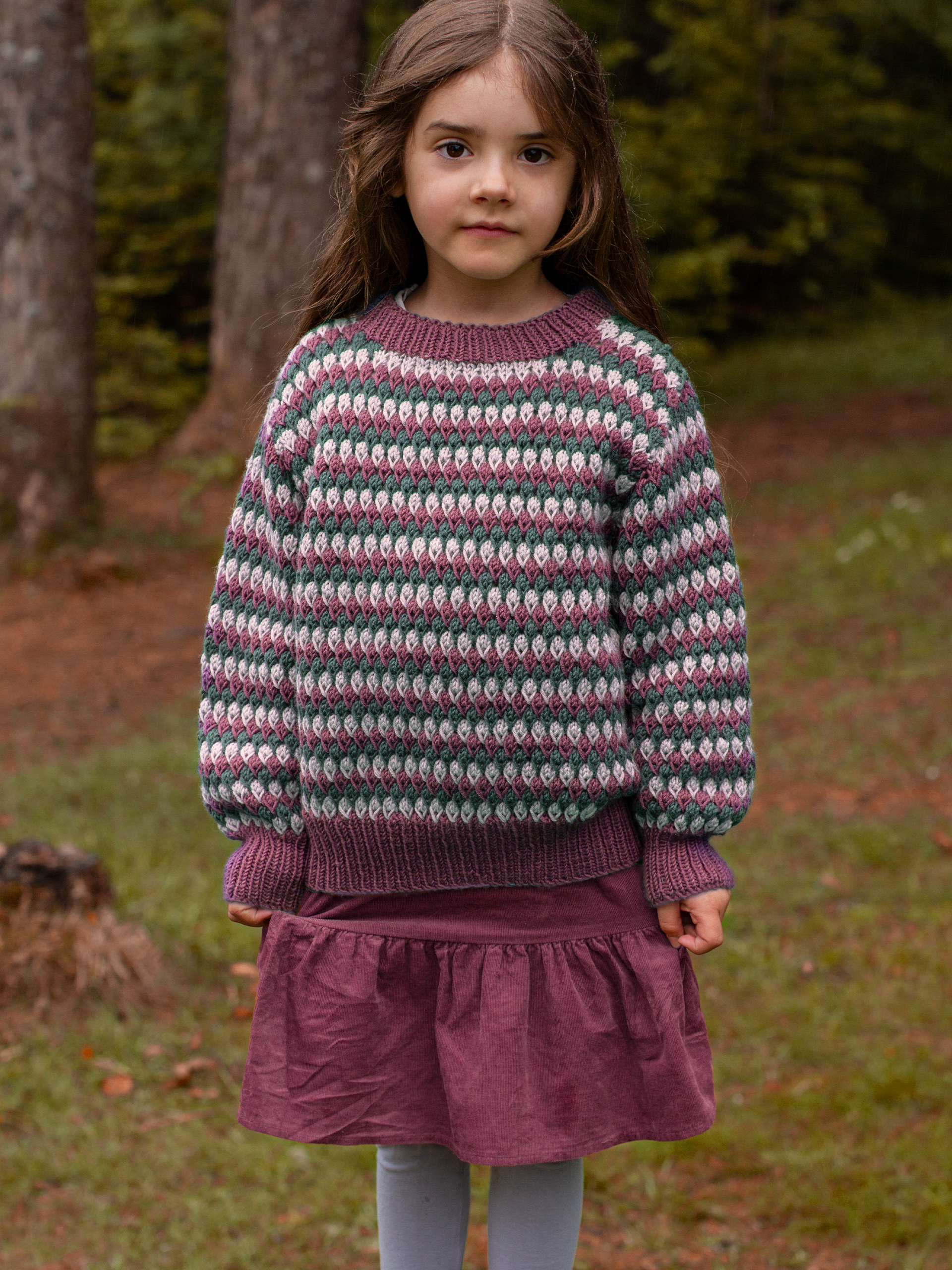 STAVA tröja ränder brunrosa