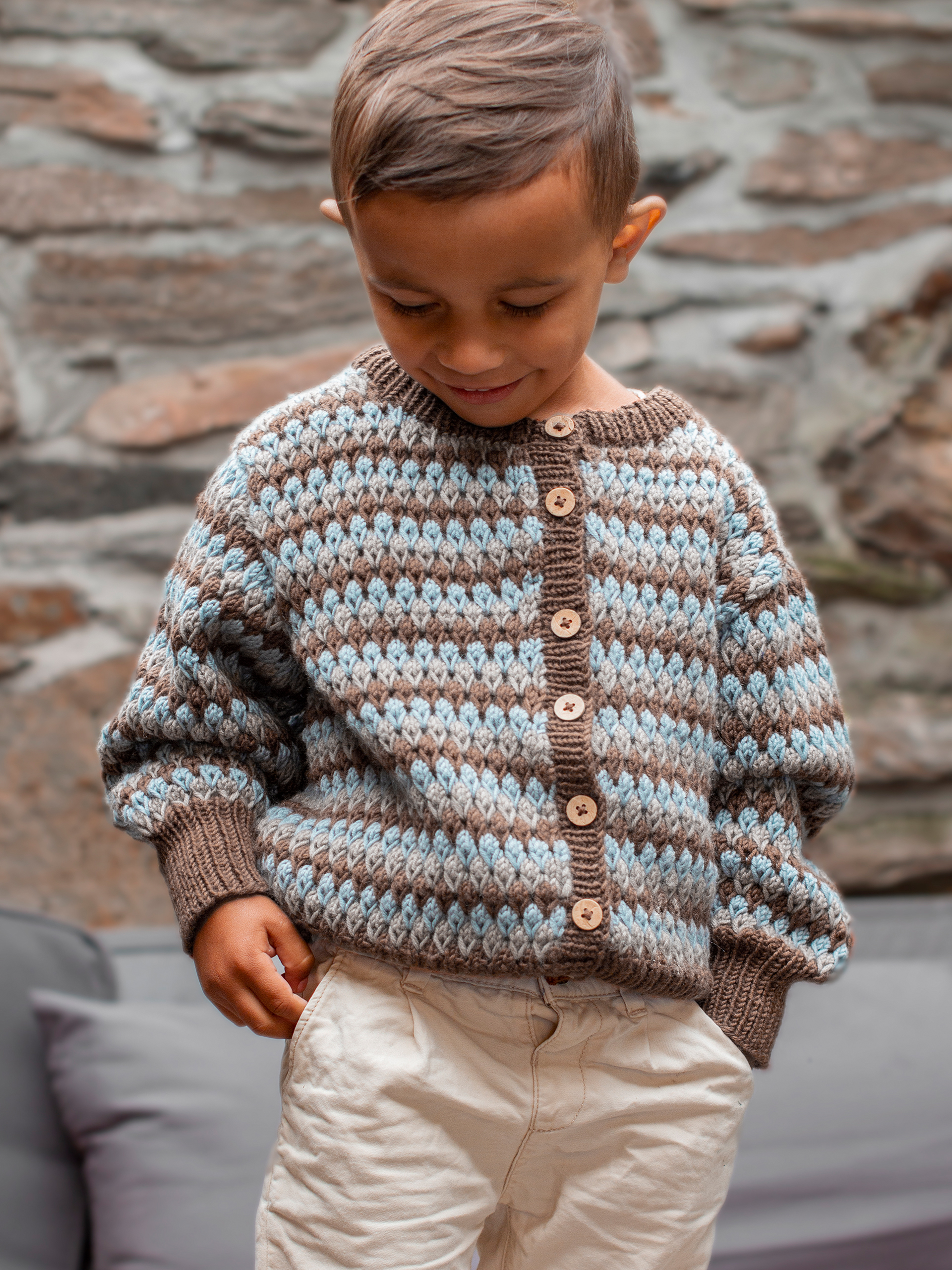 STAVA jacka ränder brunmelert