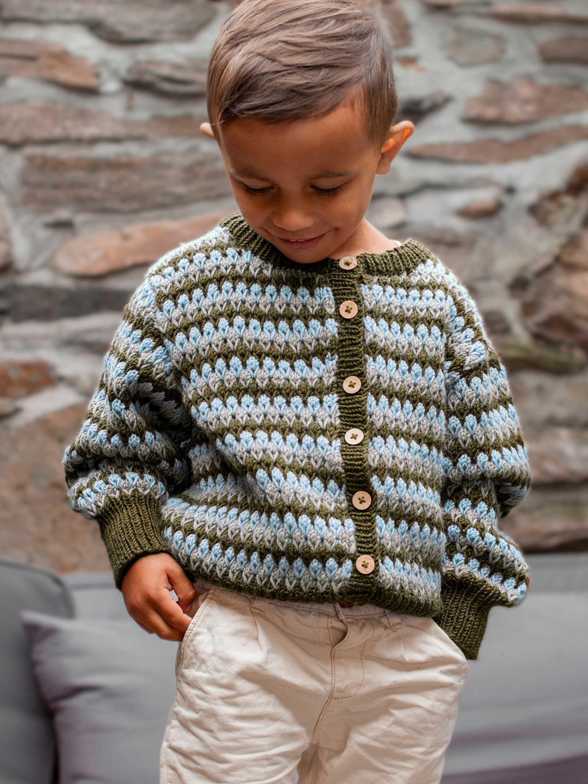 STAVA jacka ränder mørk oliven