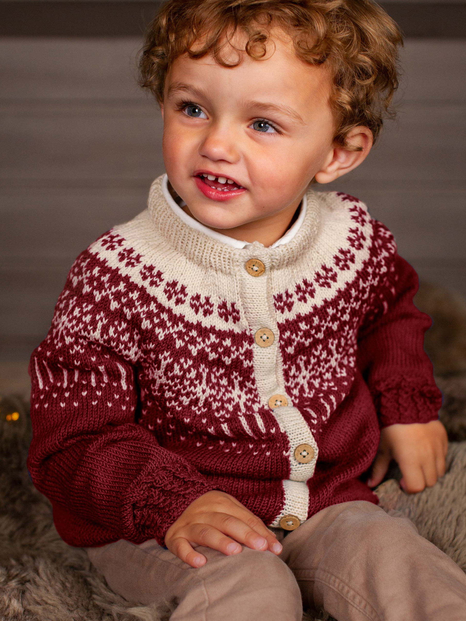 STJERNESKUDD jakke barn burgunder (Woolevo)