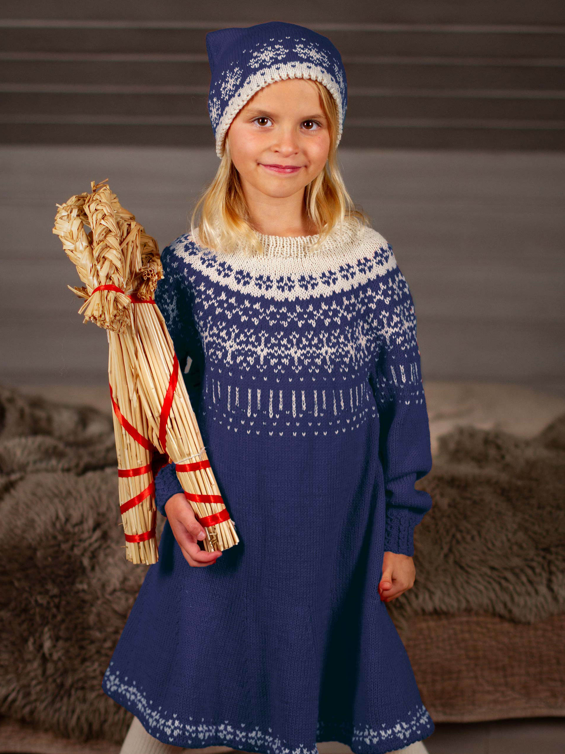 STJÄRNFALL klänning blå/kitt