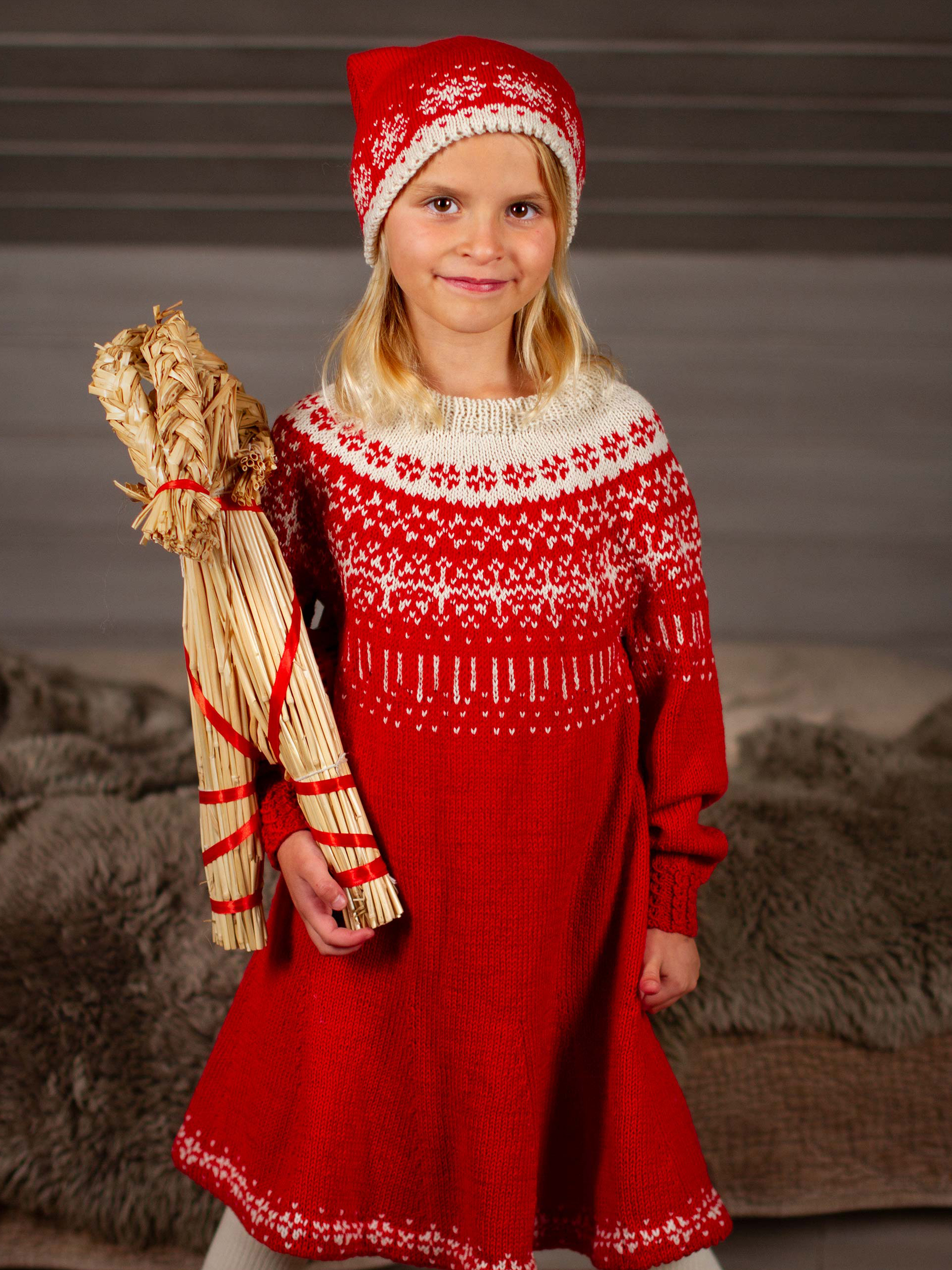 STJÄRNFALL klänning röd/kitt