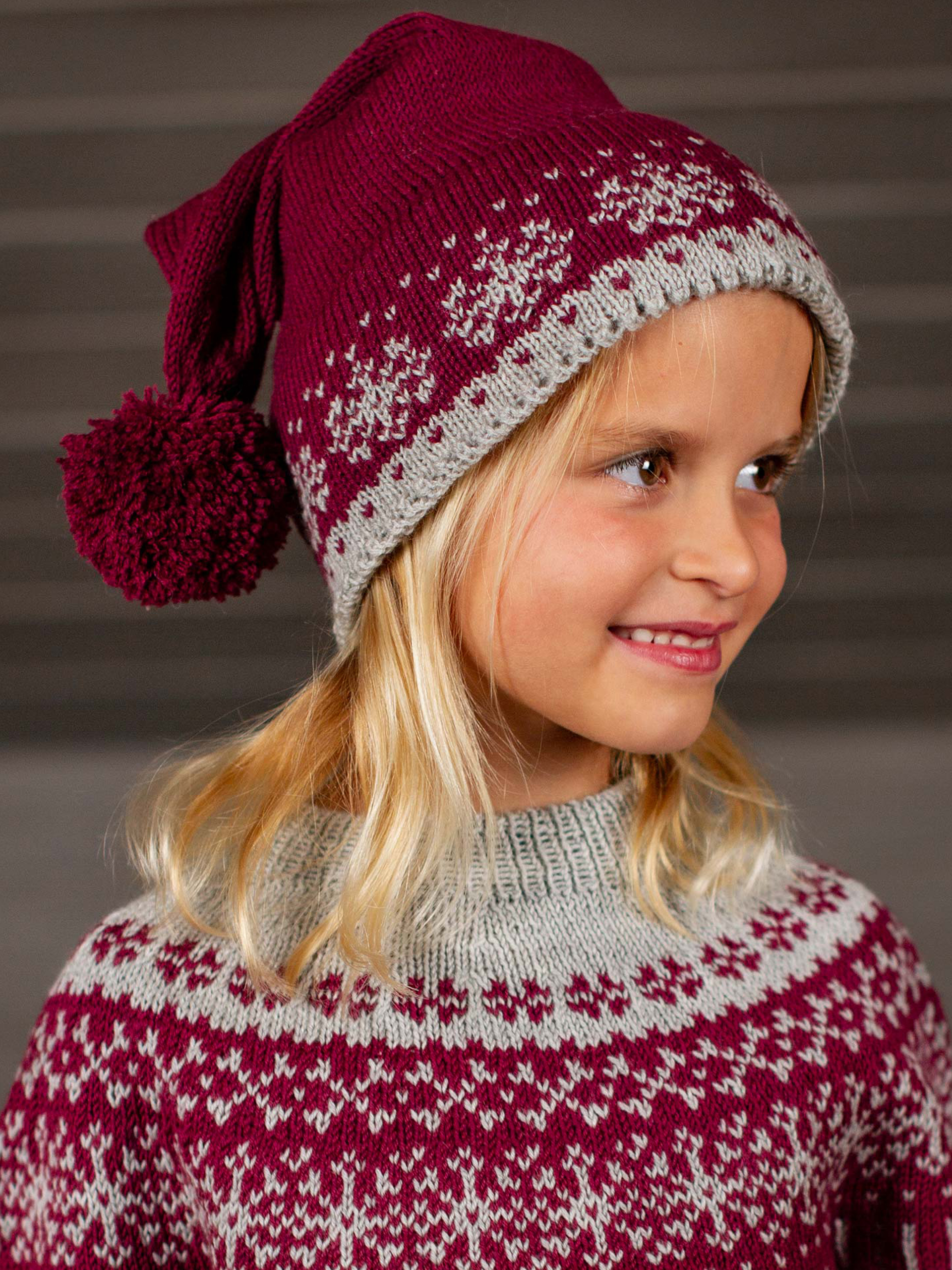 STJÄRNFALL tomteluva burgunder/grå