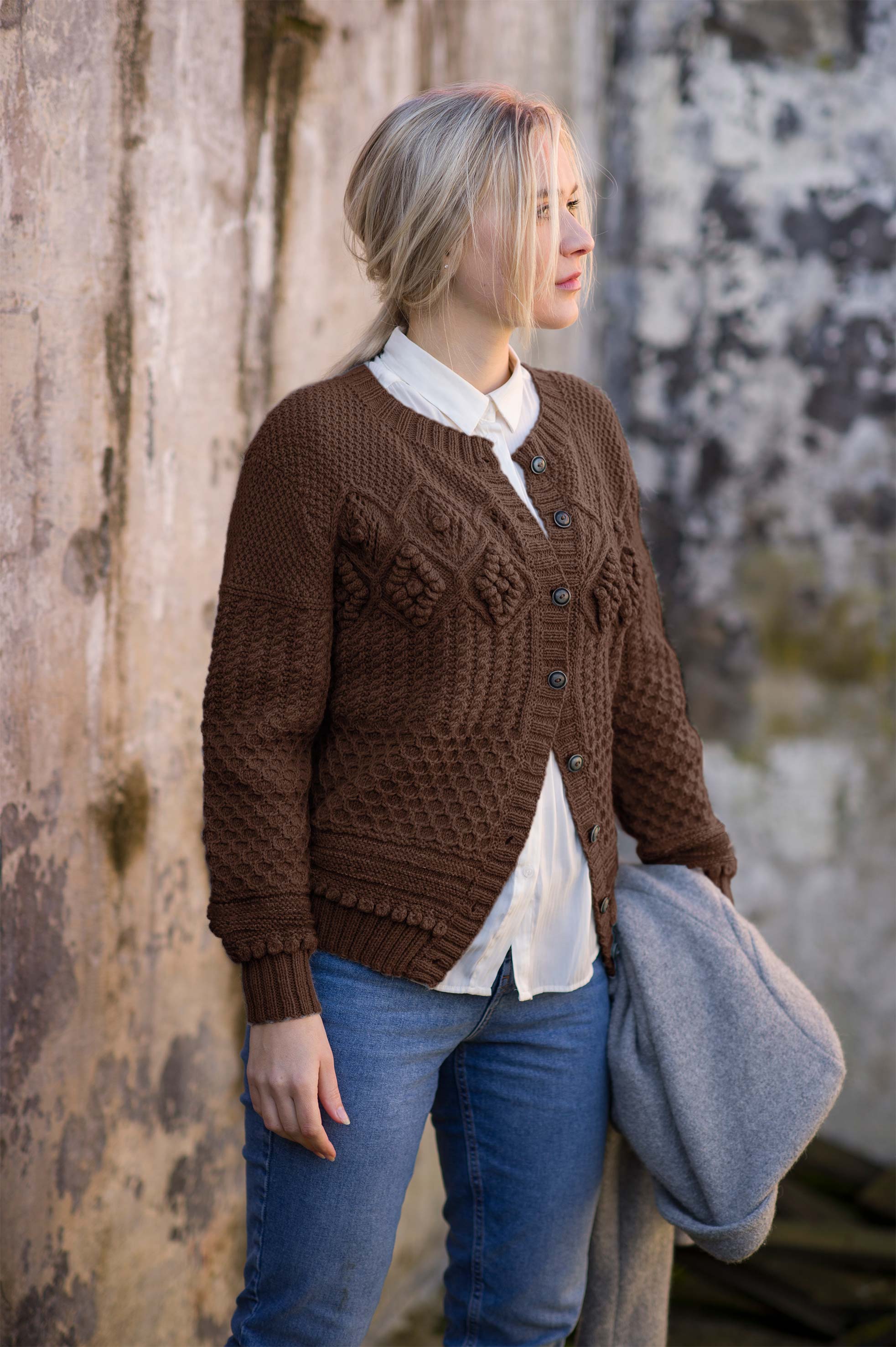 SUZANNE kofta mörk brun