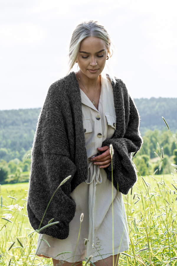 THE BASIC cardigan gråmelerat