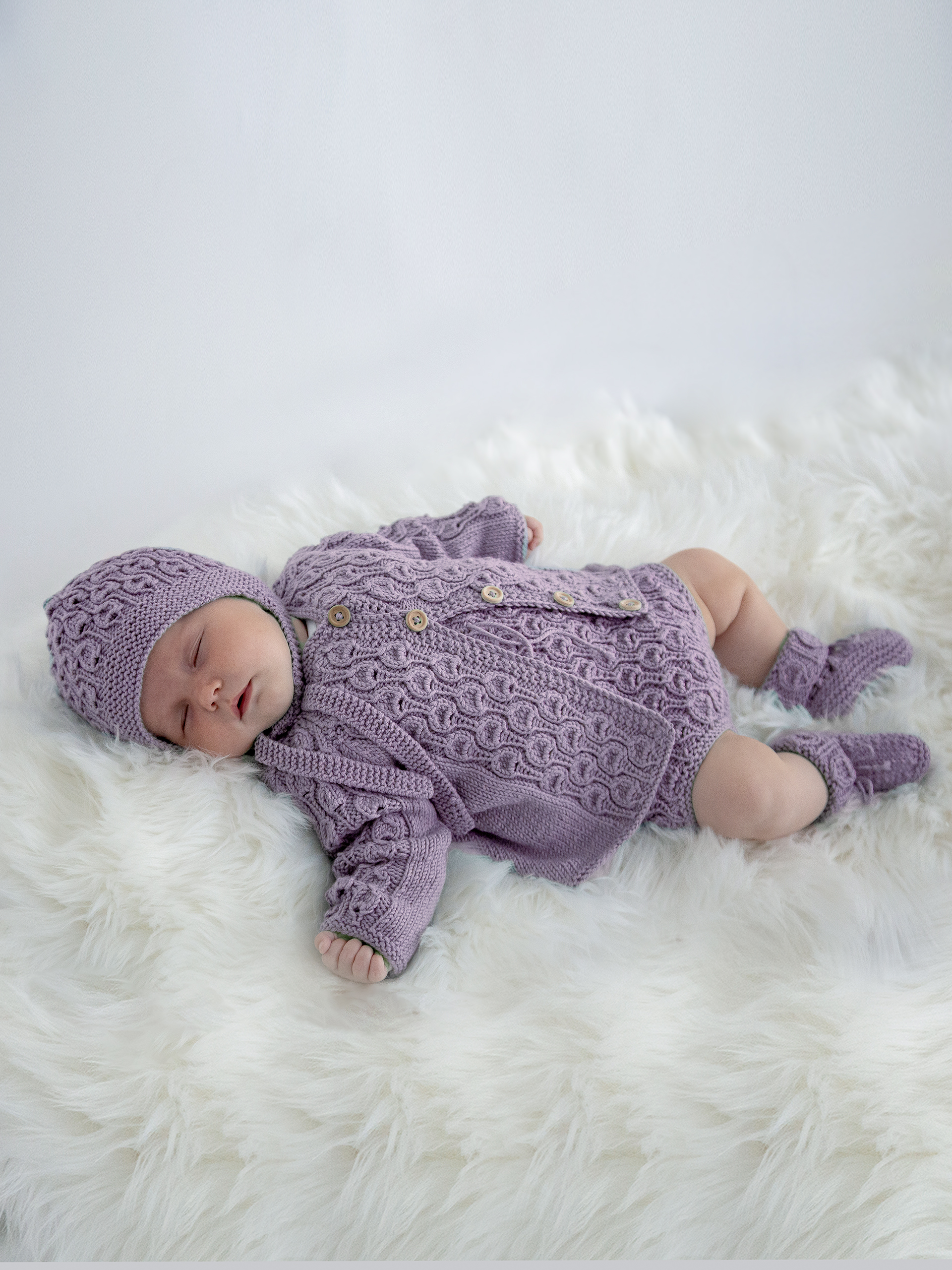 Vugge rompersett dammig lilla