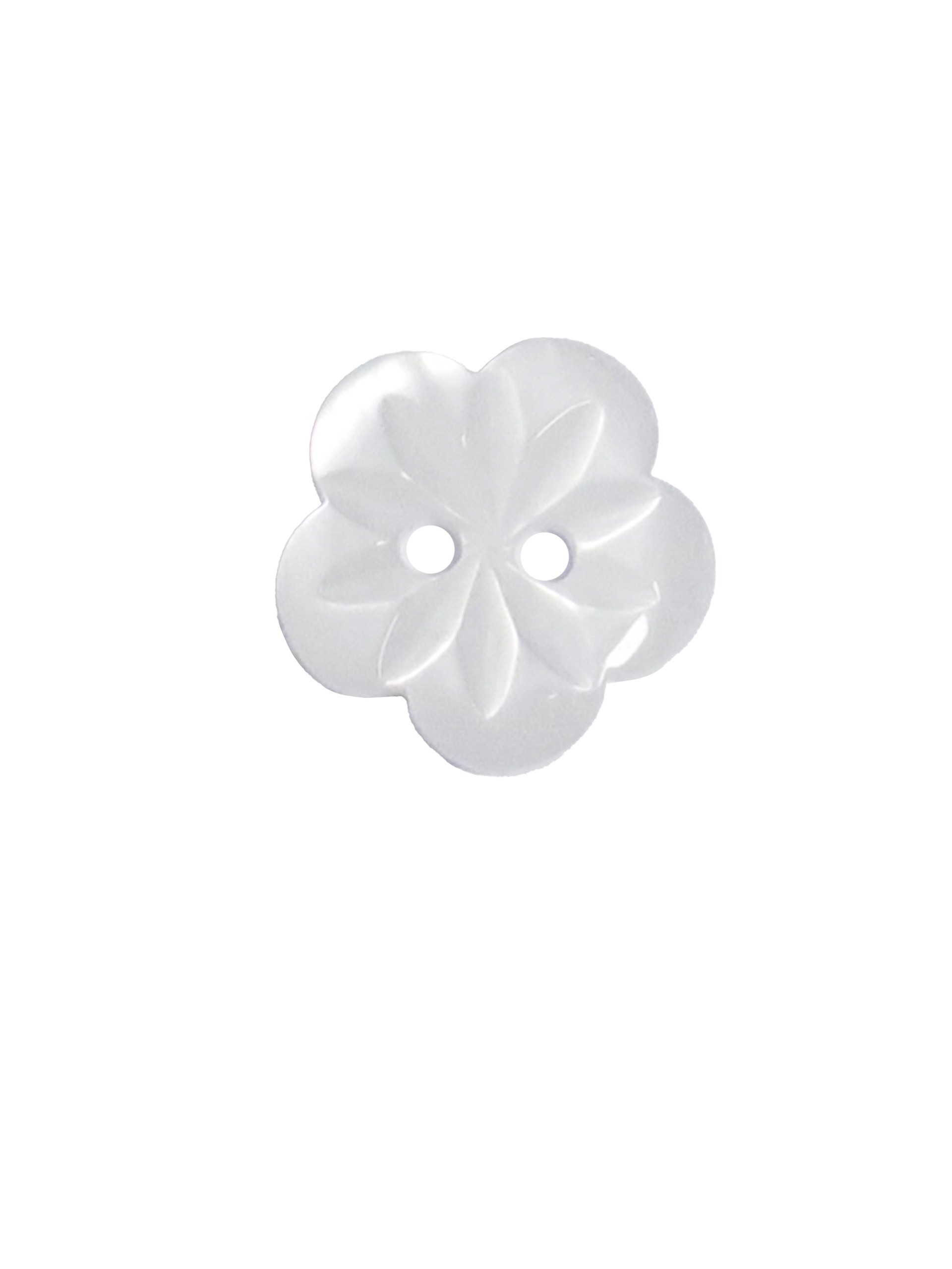 Knapp med blomma - 15 mm - Vit
