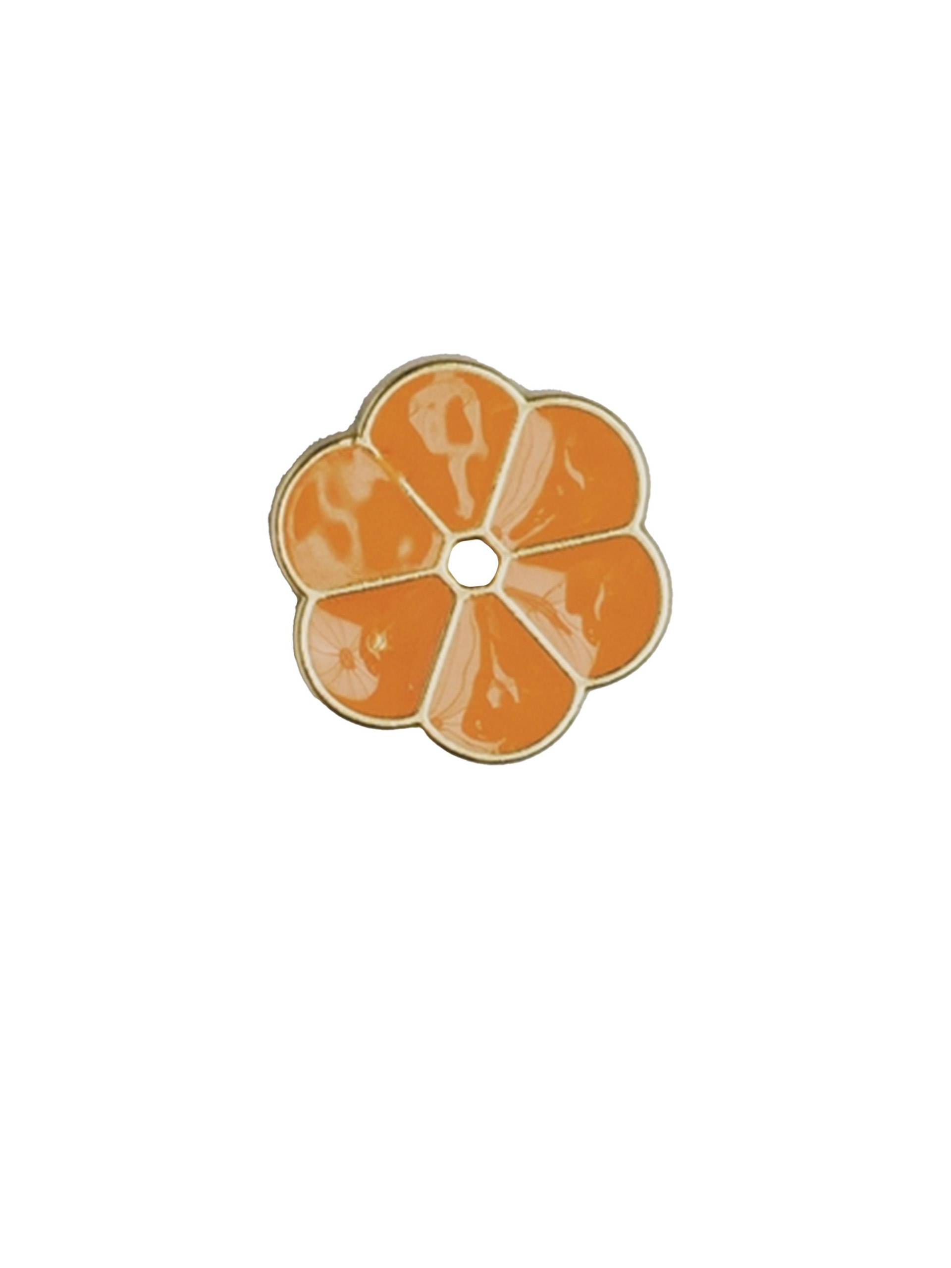 Knapp med blomma - 15 mm - Orange
