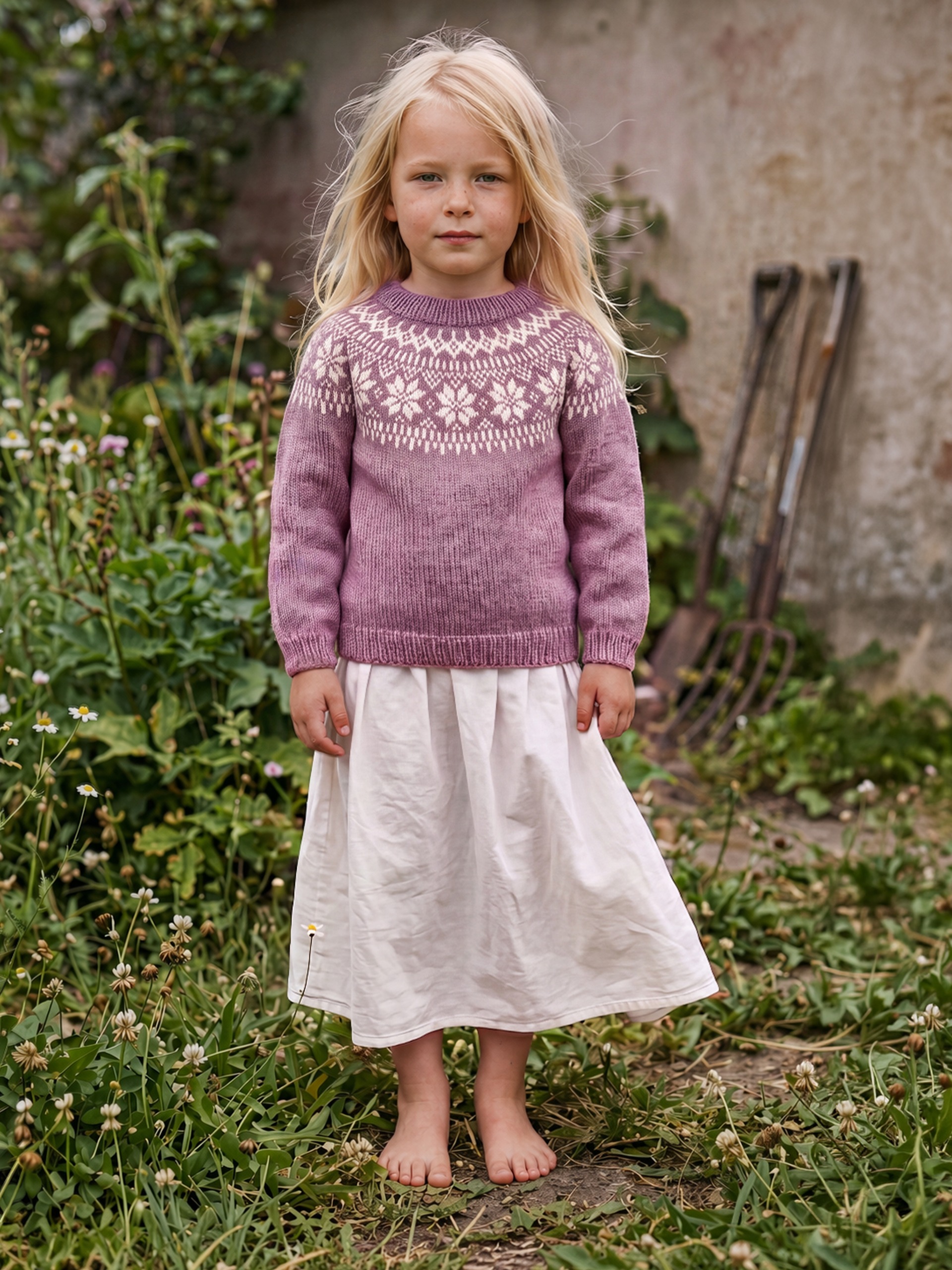 621MS-03c Chunky selbu tröja mini (Merinor)