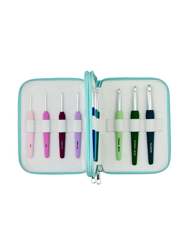 Waves, 2,0–12,0 mm – Stort set med virknålar med soft feel-handtag