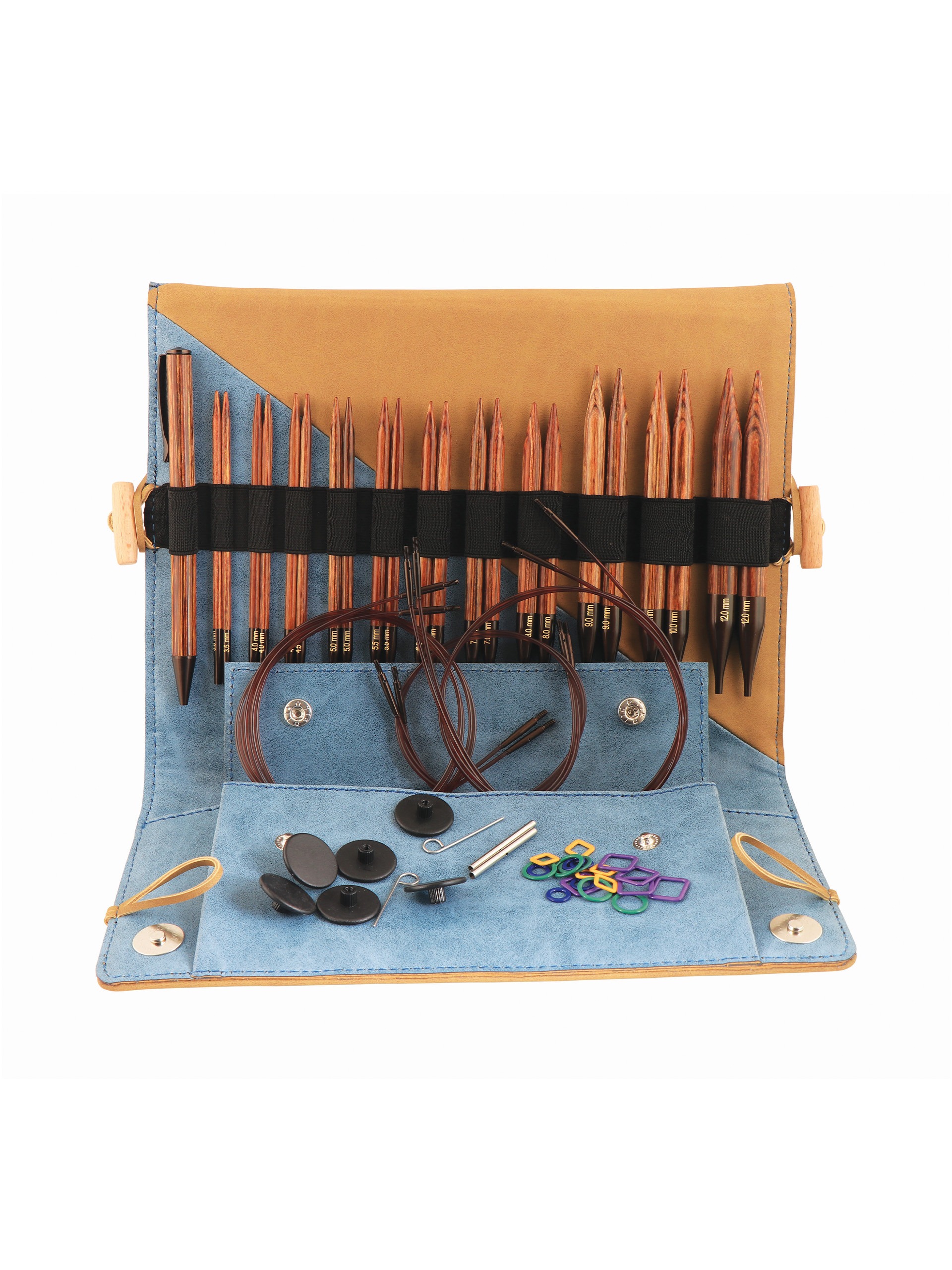 Ginger Blå, 3,5–12,0 mm Deluxe-set utbytbara stickor