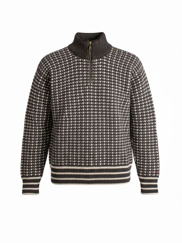 Str. M - Islender unisex genser m/zip og fleece koksgrå