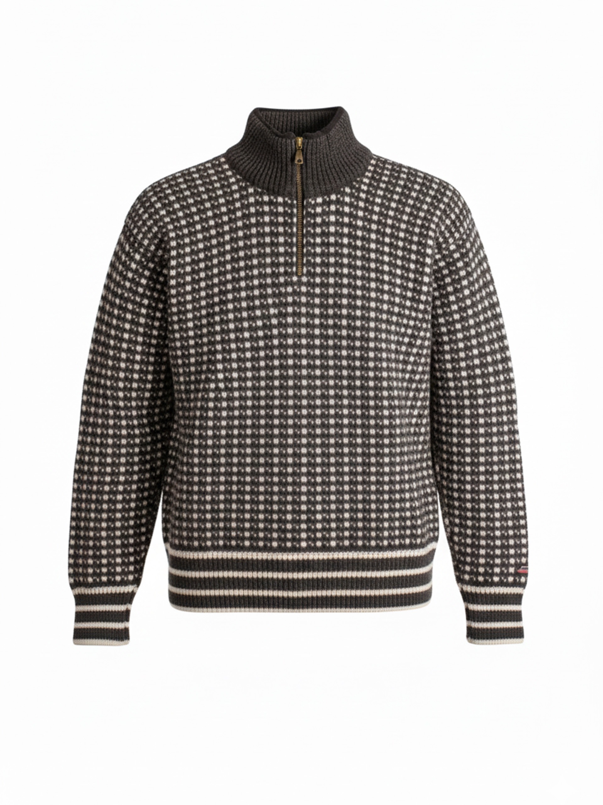 Str. XL - Islender unisex genser m/zip og fleece koksgrå