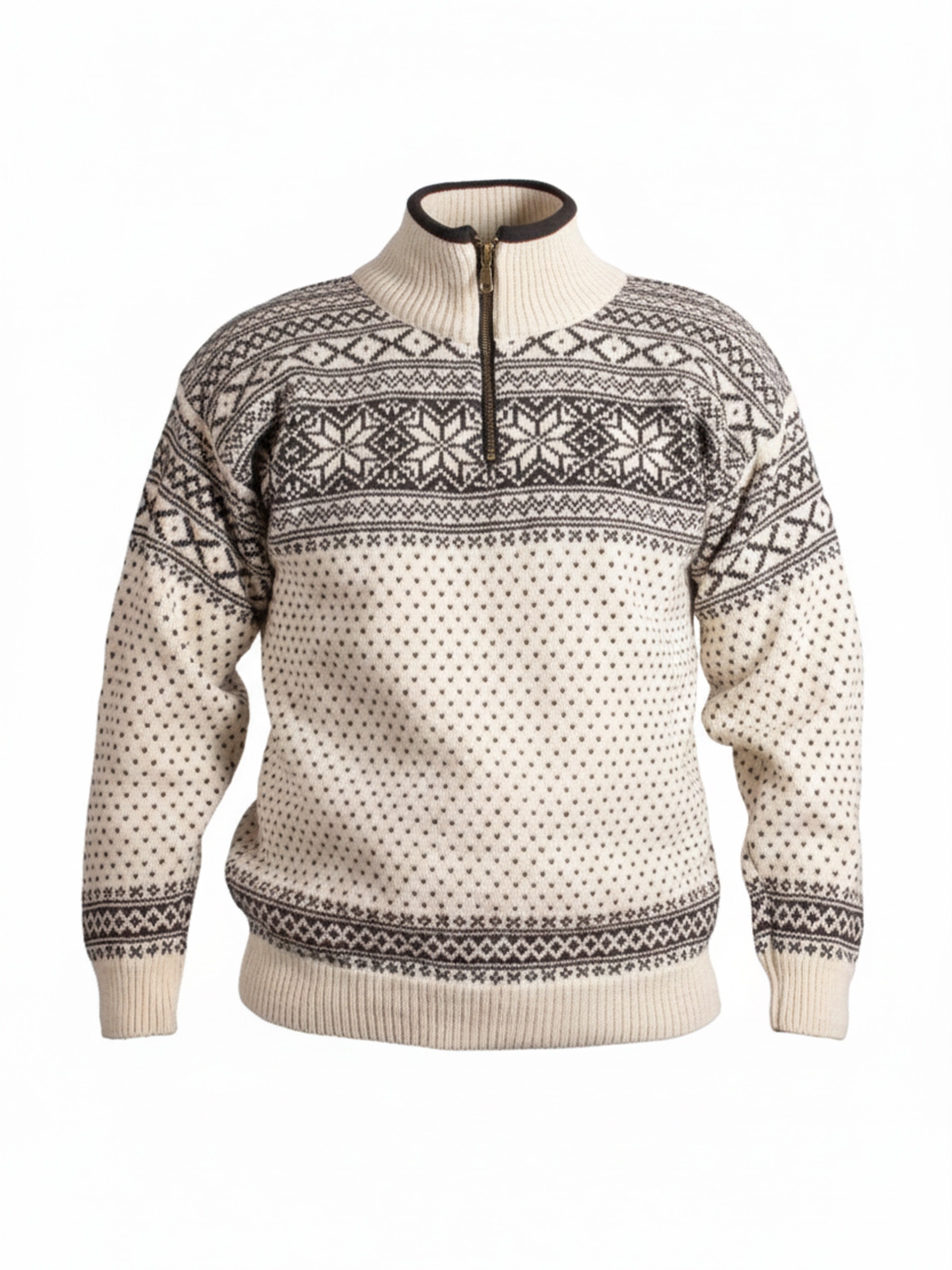 Str. L - Setesdal unisex genser m/zip offwhite