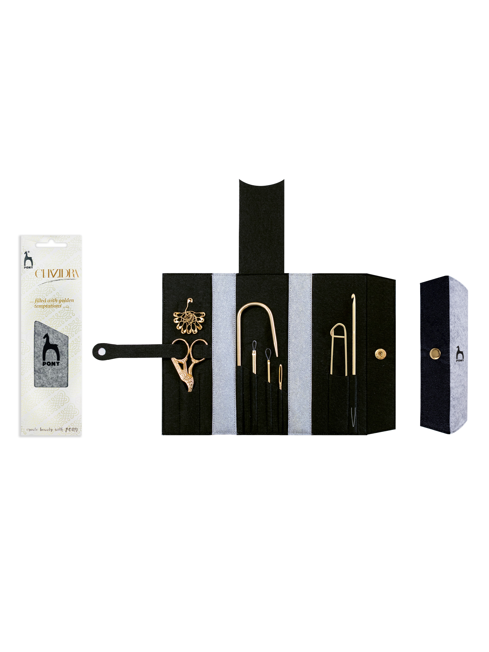 Pony filt-veske med garntilbehør