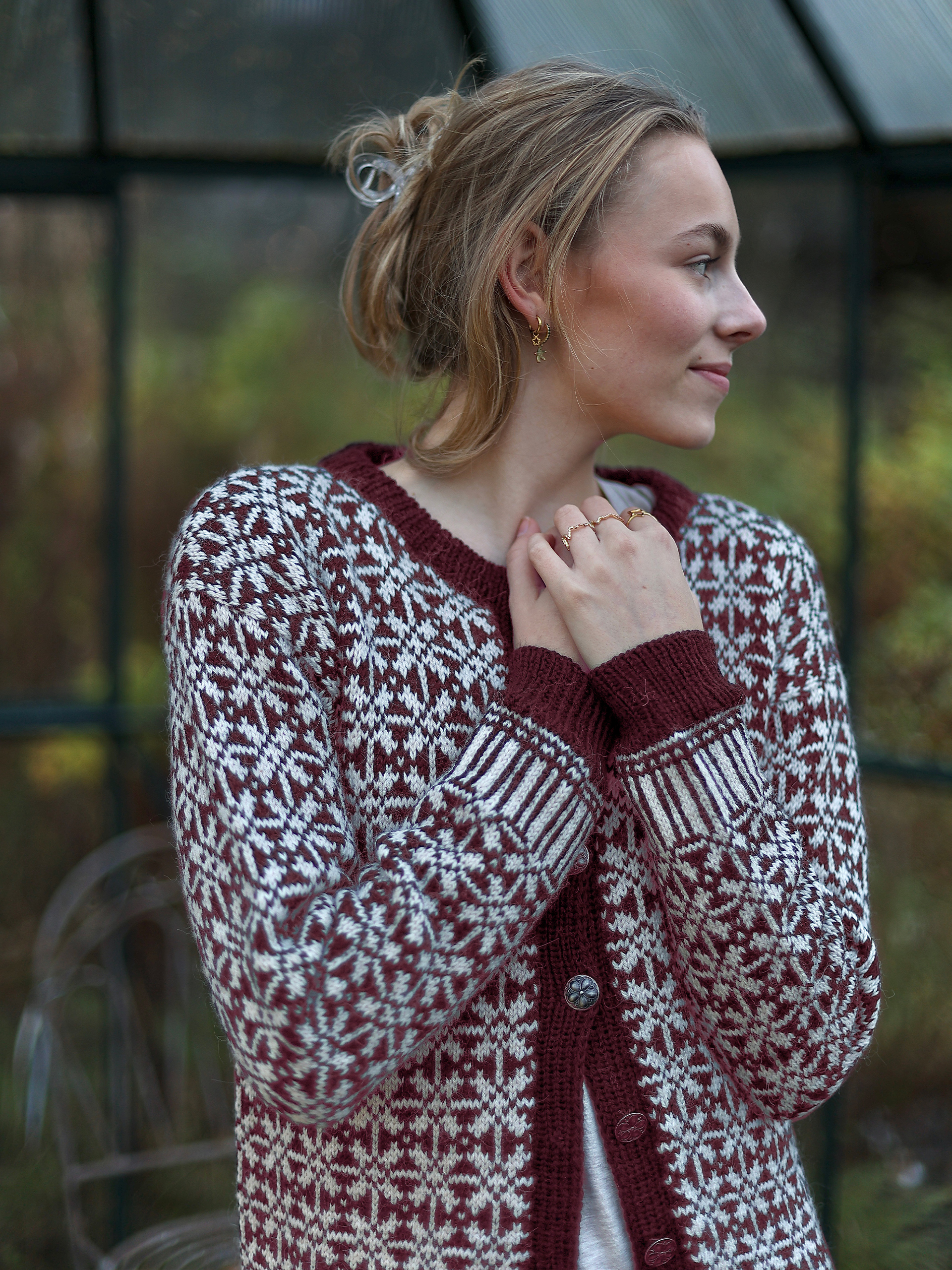 GYDA jacka vinröd/ljus beige