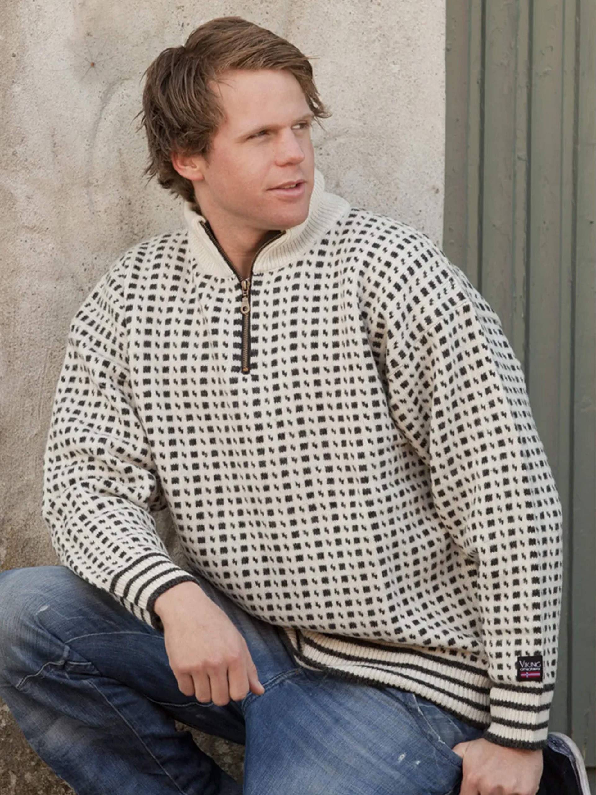 Strl. XXXL – Islender ulltröja med fleece i halsen