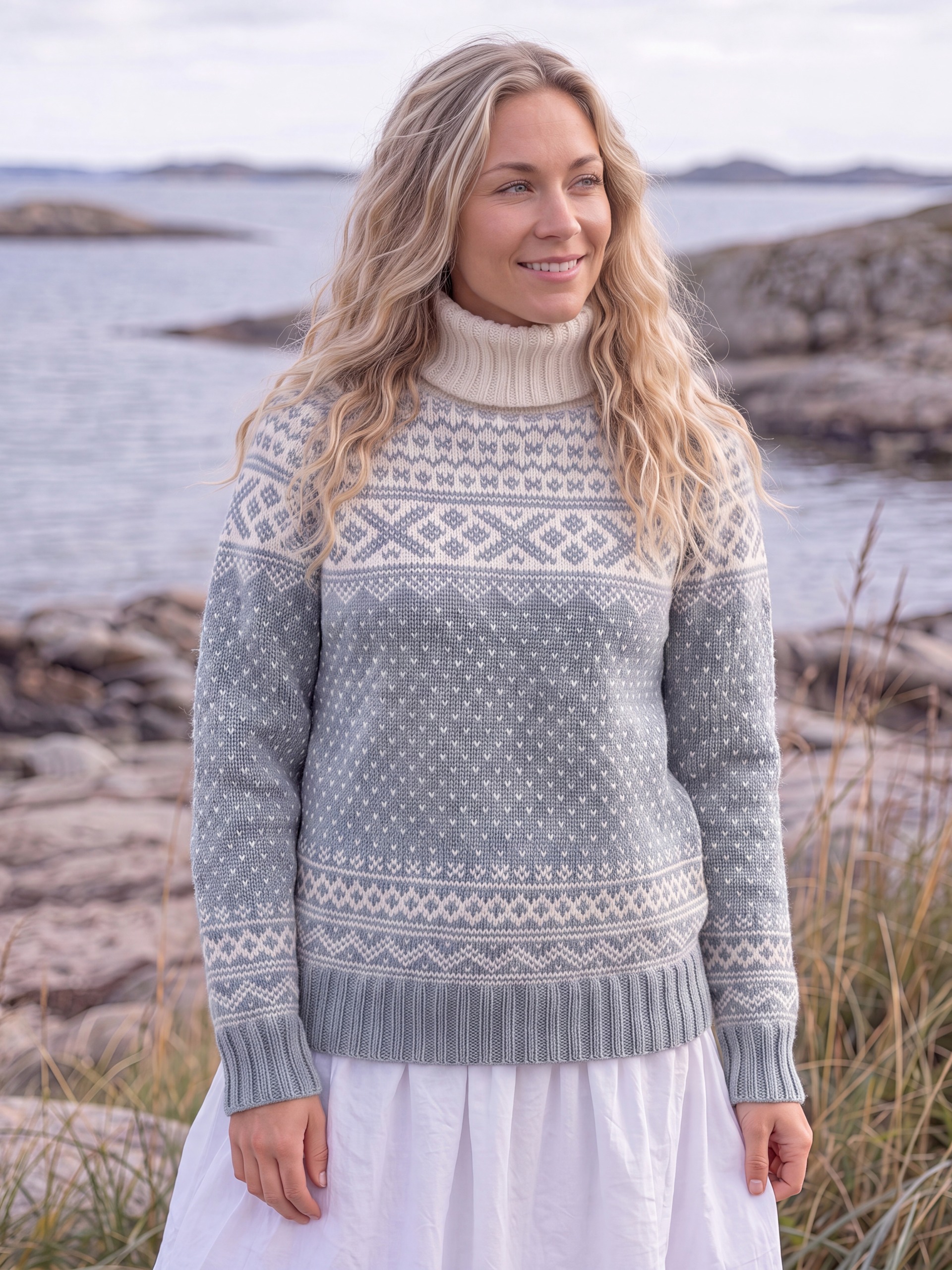 Setesdal tröja unisex ljus gråblå