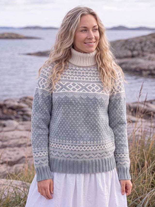Setesdal tröja unisex ljus gråblå