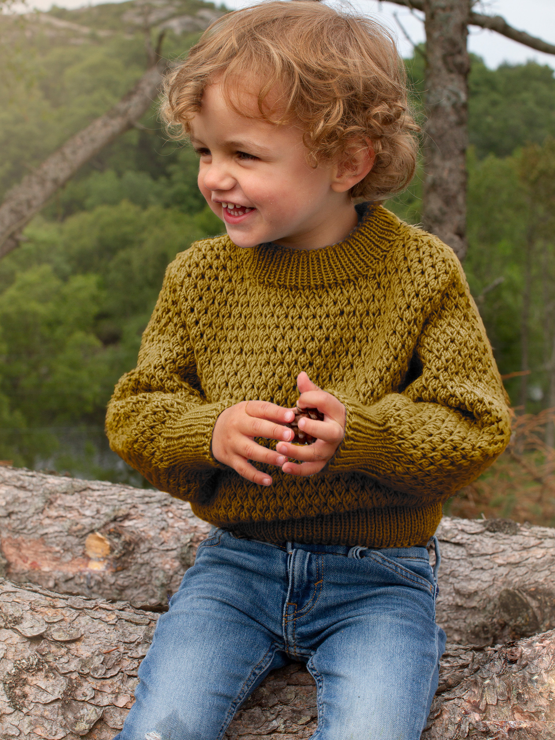 STAVA genser ensfarget sennep (Woolevo)