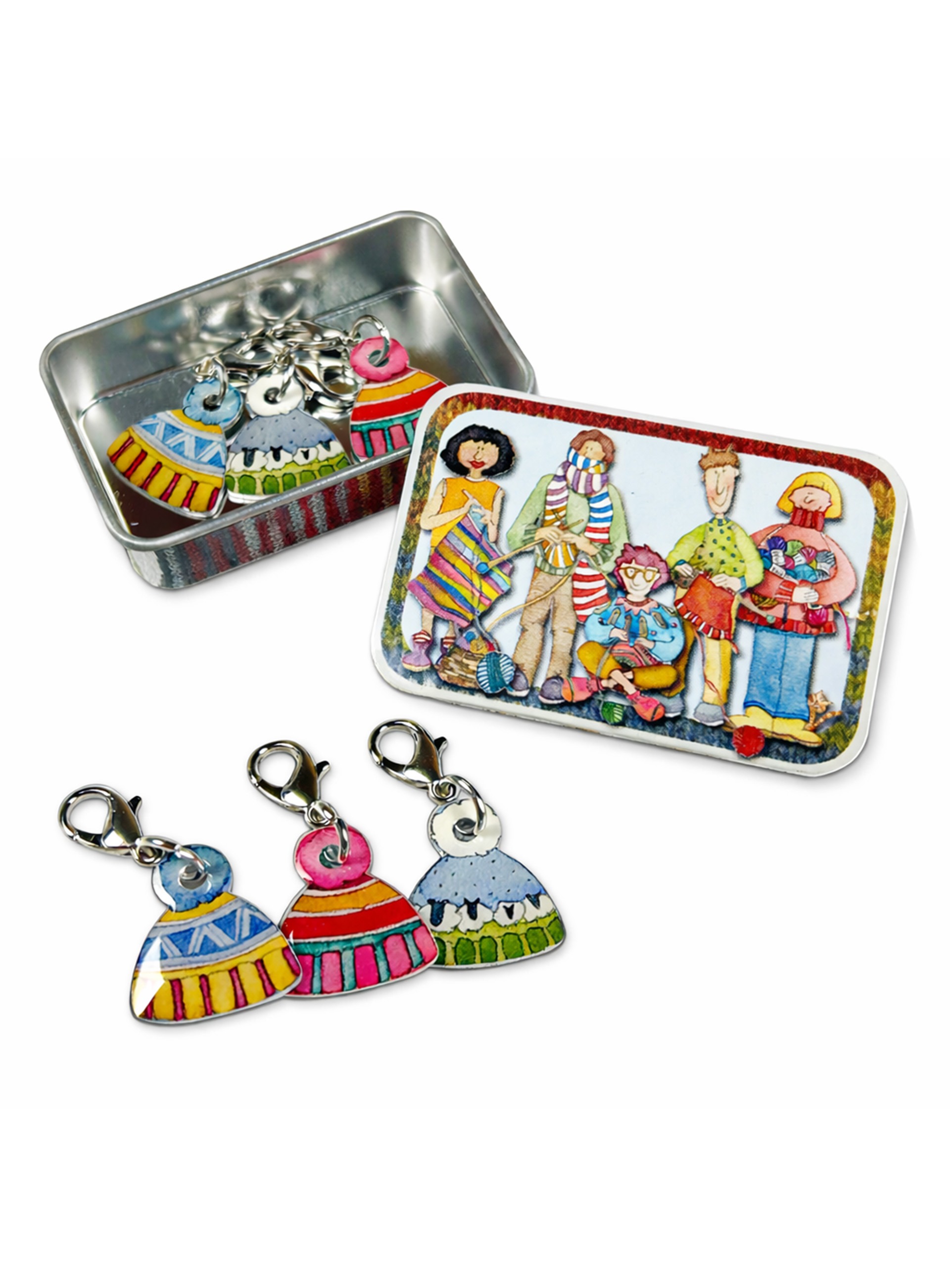 Maskmarkörer med plåtburk – Stickade mössor