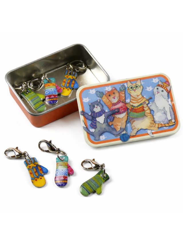 Maskmarkörer med plåtburk – Stickade vantar