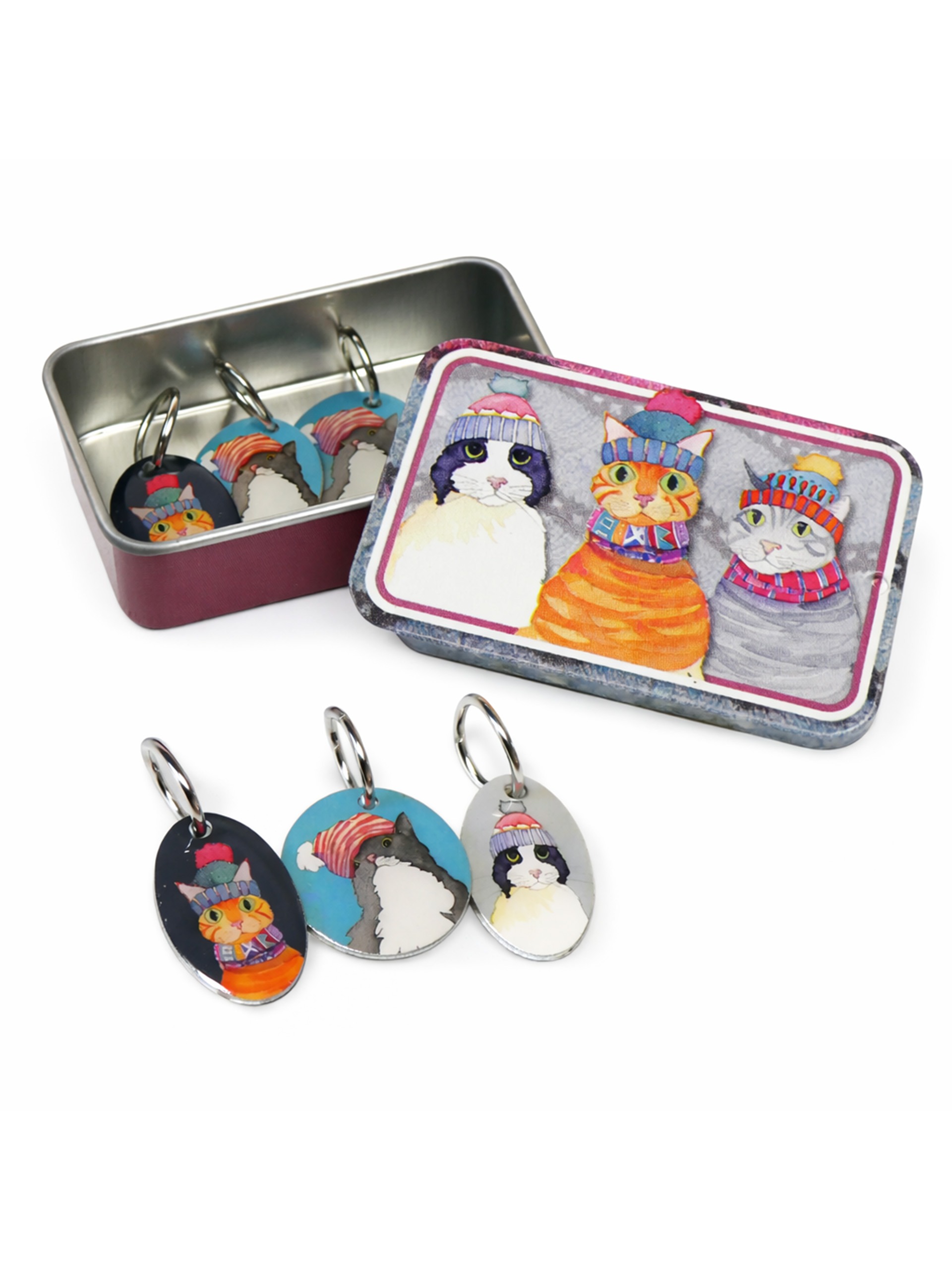 Maskmarkörer med plåtburk – Katter med mössa