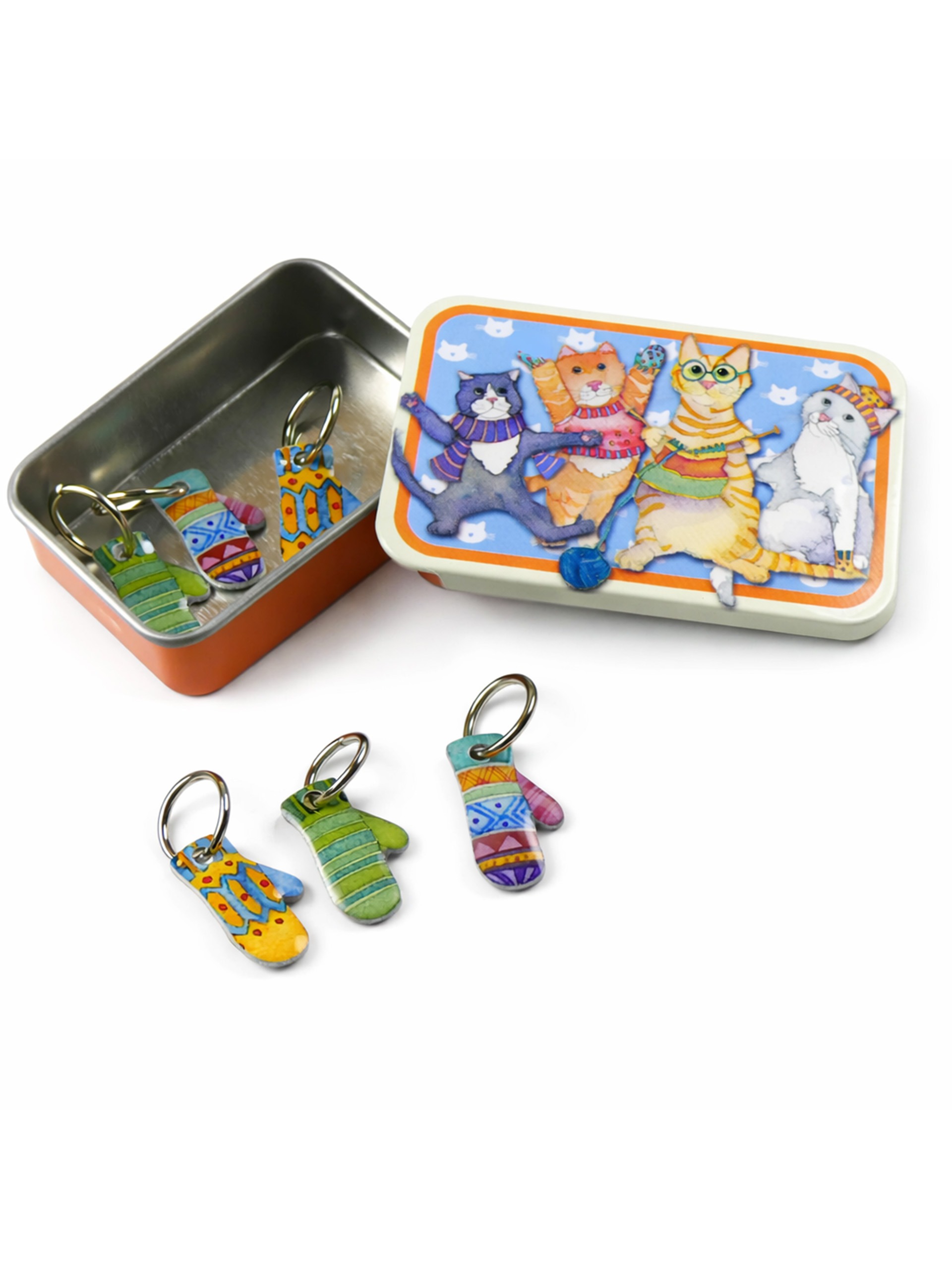 Maskmarkörer med plåtburk – Stickade vantar