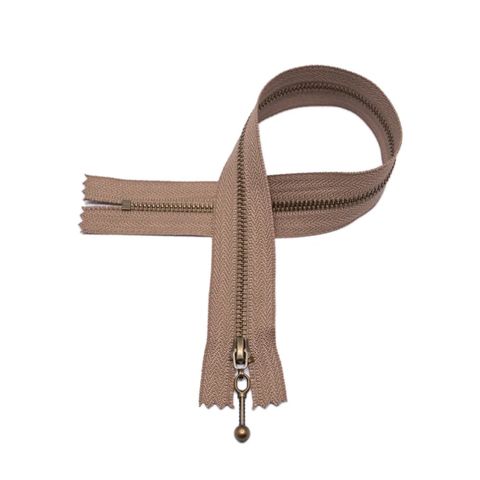Glidelås - brun - 25cm